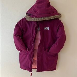 Helly Hansen Kids Maroon Jacket with Fur Hood